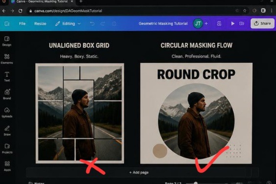 My Favorite Way to Crop Images Into Perfect Circles Using Frames side-by-side placeholder geometry crop comparison inside workspace