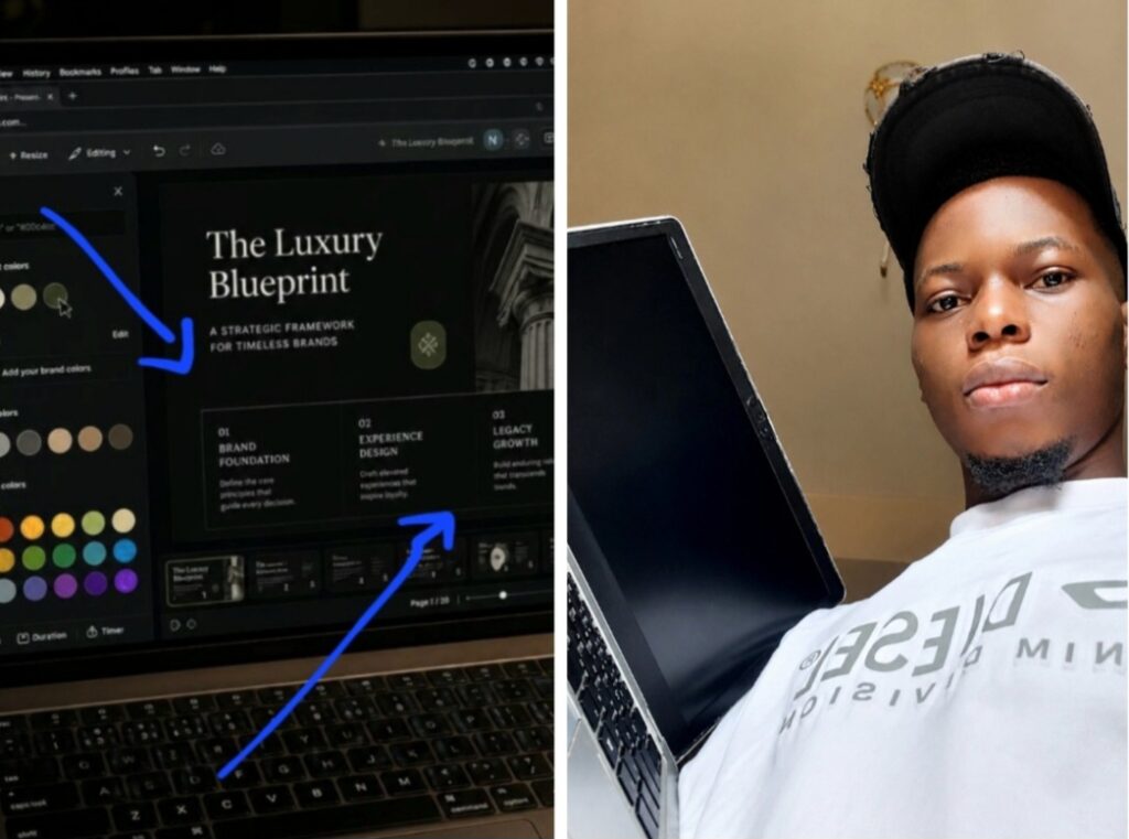 Image reflecting How I Create a Moody Modern Dark-Mode Look in Canva